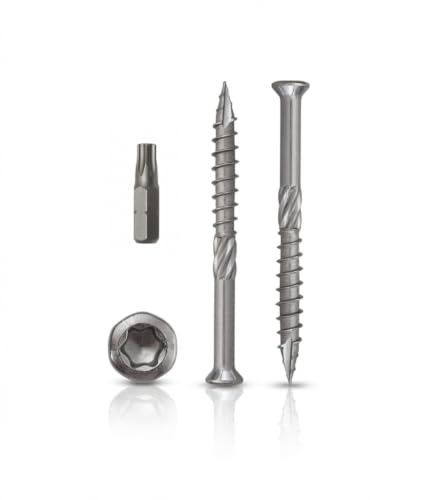 Schössmetall Terrassenschrauben für Terrassenbau 5 x 70 mm, 270 Stück | Ideal für Terrassenbau und Holzunterkonstruktionen - Senkfräskopf mit Fräsrippen, Teilgewinde und TX25-Bit im Lieferumfang.