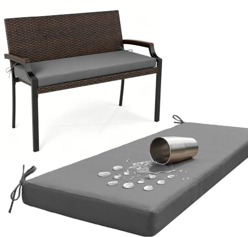 AZMAHT Bankauflage 5 cm dick aus Polyester mit Paspelrand wasserabweisend & rutschfest, Abnehmbarer Bezug; Komfortables Sitzkissen für Schuhbank, Eckbank & Gartenbank,Grau,145x40x5cm