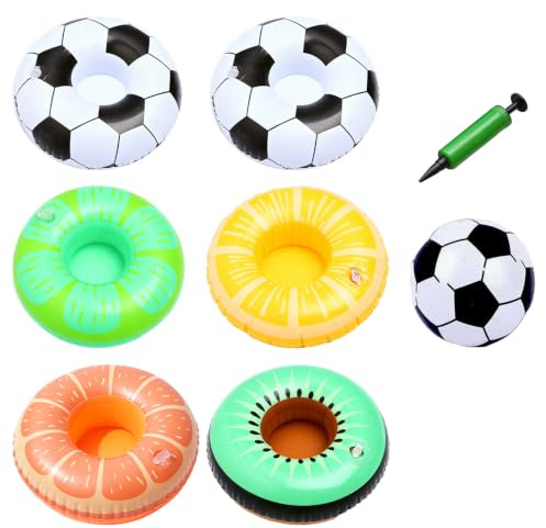 JOVYTH 9 Piezas Portavasos Piscina Inflable, Flotante Soporte Bebida con Balón Playa, para Fiesta Piscina, Playa y Verano