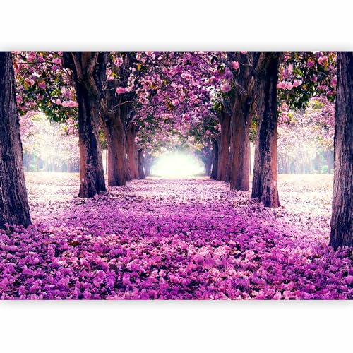 murando - Vlies Fototapete Weg 350x256cm- Foto Tapete Schlafzimmer Wohnzimmer Vliestapete XXL Wandtapete Motivtapeten Bildtapete 3d Effekt Wand Dekoration - Blumen Bäume Allee violett c-A-0031-a-c
