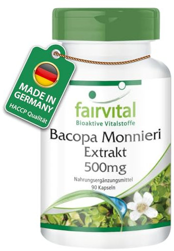Fairvital | Bacopa Monnieri Extract 500mg, Brahmi, Vegan, Without Magnesium Stearate, 90 bacopa Capsules