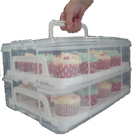 Two Tier Cupcake Carrier Now with DEEP Trays for Extra Stability