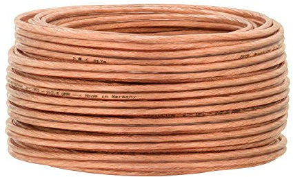 DCSk – 20m - 2 x 2.5mm² - Cable para Altavoces – Cable OFC para Altavoces, Adecuado para Altavoces de Coche, Cobre Puro sin oxígeno 99.99%, Transparente