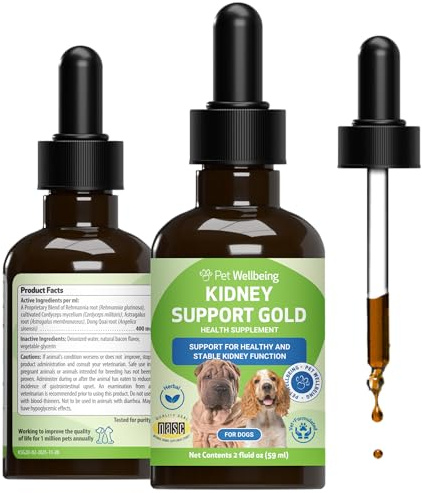 Pet Wellbeing Kidney Support Gold for Dogs - Kidney Care & Hydration, 2 oz | NASC Certified & Vet-Formulated Liquid Kidney Support Supplement with Rehmannia & Astragalus for Healthy Values & Appetite