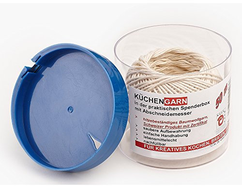 Kitchen Yarn Thread Cotton White In Dispenser Box with Cutters Cord Box 50 m by Rotix