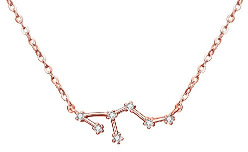 Clearine Halskette Sternzeichen 925 Sterling Silber Cubic Zirconia Sternbilder 12 Horoskop Astrologie Anhänger Kette Klar für Damen Mädschen
