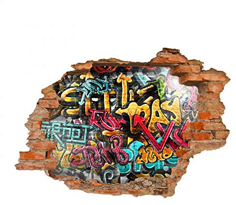 149 Wandtattoo Graffiti bunt - Loch in der Wand - in 6 Größen - Kinderzimmer Jugendzimmer Wandbild Wanddeko - Größe 1750 x 1210 mm