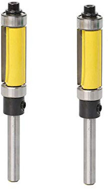 Router Bit Cutter, 1/4 Shank Pattern/Flush Trim Router Bit 1/2 Cutter with Top Bottom Bearings, Pack of 2