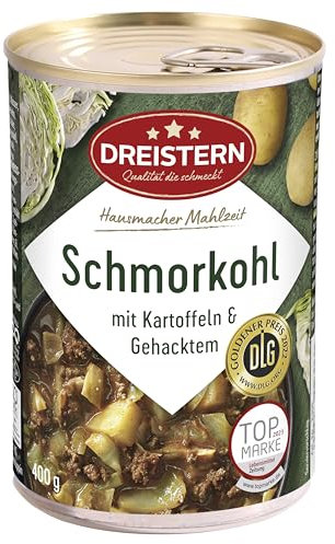 DREISTERN Schmorkohl 400g I Mit Kartoffeln & Schweinehack I Herzhaftes Fertiggericht in recyclebarer Konservendose I Lange Haltbarkeit dank natürlicher Konservierung I Hausmacher Qualität