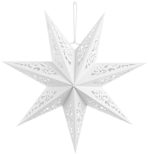 LIOOBO 7 Spitzen Stern Papierlaterne Weißbuch Stern Lampenschirm Weihnachten hängende Verzierung Dekoration für Weihnachten Hochzeit Geburtstagsfeier nach Hause 45cm