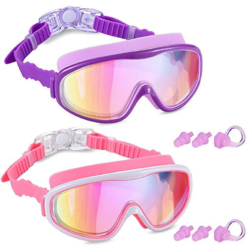 2 Pack Kids Swim Goggles, Swimming Glasses for Children from 3-15 Years Old