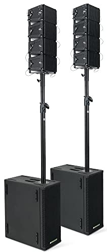 Pronomic V-Array Compact-Twin Set - Sistema PA Activo con 1280 vatios (RMS) - Adecuado para Aprox. 200 oyentes - 2X subwoofers con 2X Altavoces de 8 Cada uno - 8X Tops con Altavoces de 4 y Tweeter