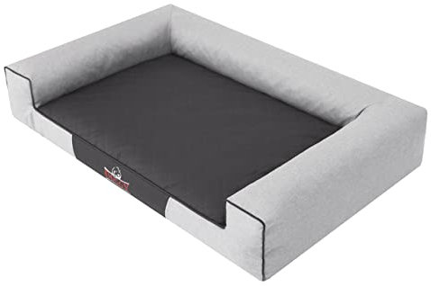 DOGGY husdjurssäng hundbädd kudde hundbädd liggande hundkudde säng soffa hundkorg djursäng hundsoffa hundmadrass: aska eko-linne, L – 80 x 55 cm