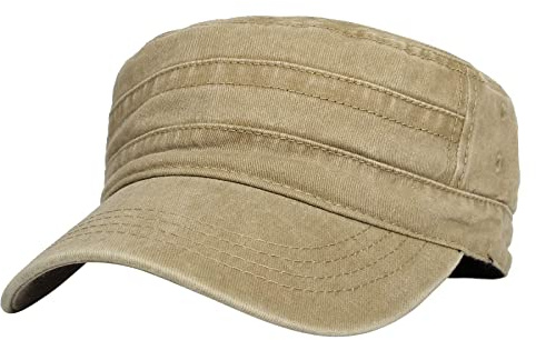 Jarseila Herren Baumwolle Flat Top Army Kappe Unisex Military Kappe Vintage Schirmmütze Baseballmütze Sommer, Unifarben, Verstellbar, Khaki