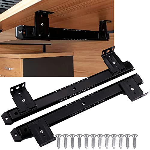 Tastaturauszug Schiebe Tastaturschienen 350 mm Kugellager Schubladenschienen Für Küchenschränke, Schreibtisch-Tastaturablagen Mit Halterungen Und Schrauben Höhenverstellbar ( Color : Black , Size : B