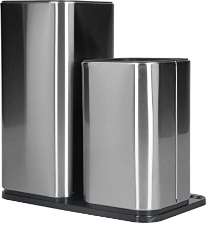 Bloc à Couteaux 2 en 1 Couteaux, Porte-ustensiles à Couteaux pour Comptoir, Porte-couteaux en Acier Inoxydable pour Comptoir de Cuisine, Organiseur de Rangement pour Couteaux