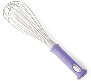 Lacor - 61591 - Batidor FIBREGLASS, Varillas Acero Inoxidable 18/10, Mango Ergonómico con Fibra de Vidrio, Color morado, Antialérgico, 30cm, Apto para el Lavavajillas
