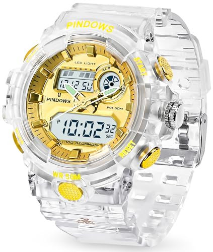 Damen Uhren Digitale Sportuhr für Damen Teenager,7 Farbige LED Licht,Großes Analog Digital Anzeige Uhr mit Wasserdichte Alarm Licht Stoppuhr Stündlicher Glockenschlag Multifunktions Armbanduhren