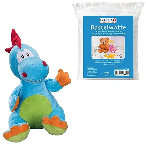 Glorex 04805-1K - Komplettset Kuscheltier zum Selberstopfen, Drache Timo, ca. 23 cm, inkl. 100 g Watte, zum Basteln und Kuscheln