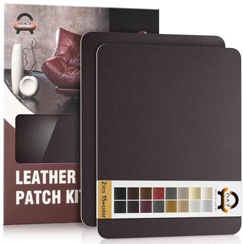 Leder Reparatur Set Kaffee,OAZ Kunstleder Selbstklebend 28 x 21 cm-2er,Kunstleder Reparaturset Leder Reparatur Patch Selbstklebende Lederflicken für Autositze Möbel Sofa Taschen