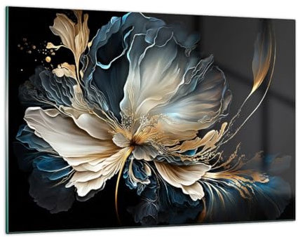 Quadri Moderni Soggiorno Fiore Botanica Art Deco Quadro su Vetro 120x80cm Stampe da Parete in Vetro Camera da Letto Cucina 1 pezzo Wall Art Grandi XXL Decorazione Murale Immagini GAA120x80-5766