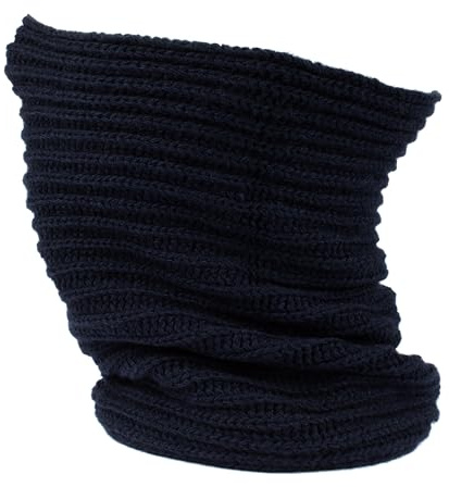 Mütze Halswärmer 30% Kaschmir 70% Merinowolle Winter Herren Damen Ringschal, dunkelblau, Regular