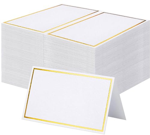 60Pcs Premium Place Cards, Small Table Cards with Gold Foil Border, 2 x 3.5 Tent Card, Escort Card, Name Card, Wedding Place Cards for Wedding, Table, Dinner Parties, Seating Cards