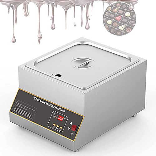 Olla para derretir chocolate profesional, Fondue eléctrica para derretir chocolate con control digital de 500 W, Máquina templadora de chocolate de 20 libras, Acero inoxidable, Quema en seco, Calenta