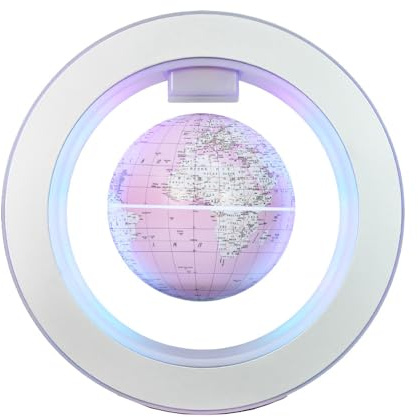 Magnetic Floating Globe Levitation Floating World Map With Led Light O Shape Frame Desk Gadget Decor, 4inch Globe