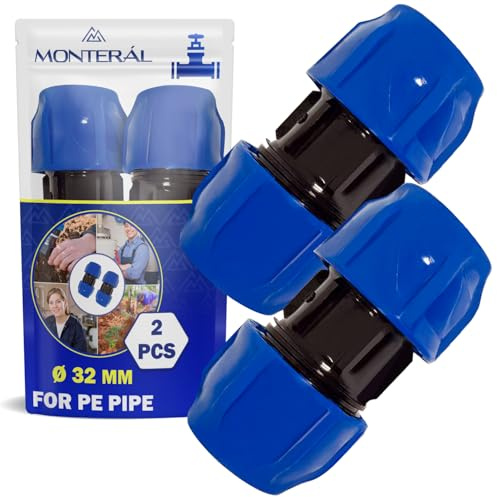 2 Stück Muffe Klemmverbinder Ø 32 mm aus Polypropylen PP Fitting | Fitting Polyethylen PE Rohr - MONTERAL