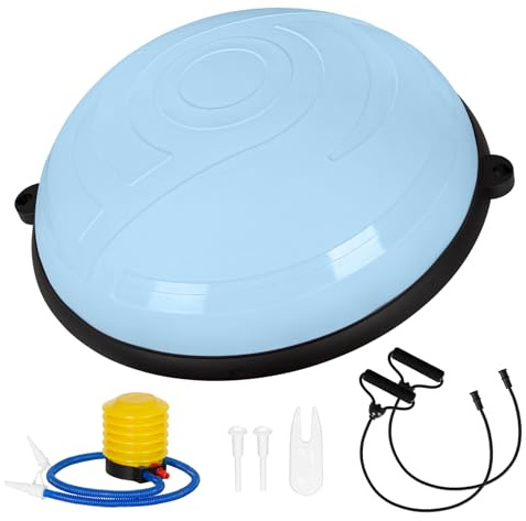 Leogreen Ballon d'équilibre 58 cm pour Yoga avec Bandes, Pompe, Bleu