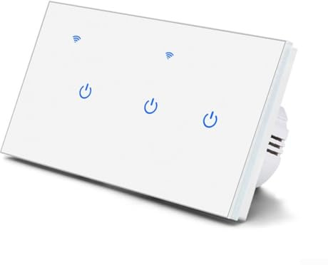 Smart Light Switch, 220V/10A WiFi Connected Touch Light Switch for Smart Homes, Voice Control for Alexa Voice, for Tuya, for Smart Life App, Smarts Wifi Switches(3 Gang-White)