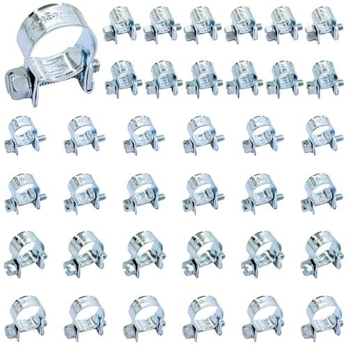 Pack of 36 Mini Hose Clamps, 7-15 mm Adjustable Small Hose Clamps, Style Fuel Injection Joint Bolt Clamp Clamps for Mini Fuel Line, Exhaust Pipe, Petrol Pipe