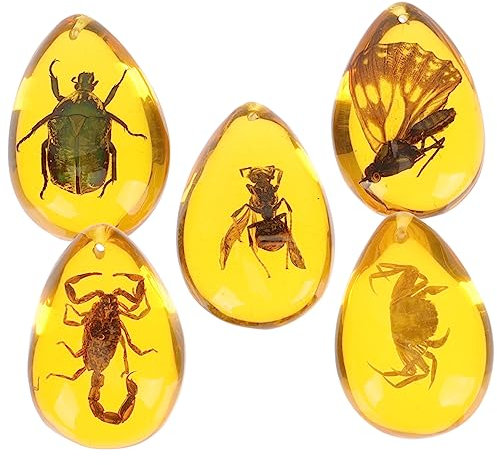Amosfun 5stücke Teiliges Bernstein Anhänger Mit Künstlichem Insekten Specimen Diy Resin Schmuck Zubehör Für Halskette Und Armband Kreative Bastelmaterialien Detailreiche Naturgetreue Insek