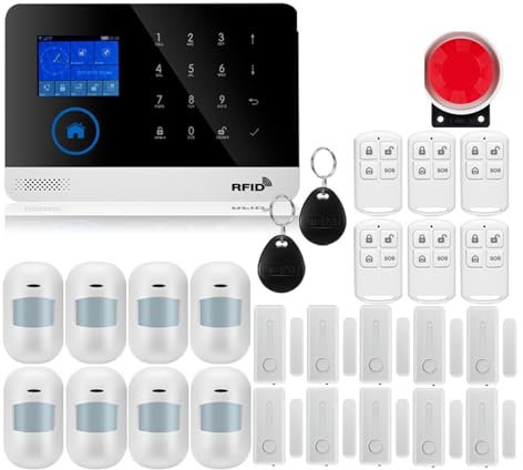Sistema de alarma para la seguridad del hogar, De alarma Pantalla táctil GSM GPRS Seguridad antirrobo for el hogar con sensor de movimiento PIR Detector de gas y humo Para la seguridad del hogar y la