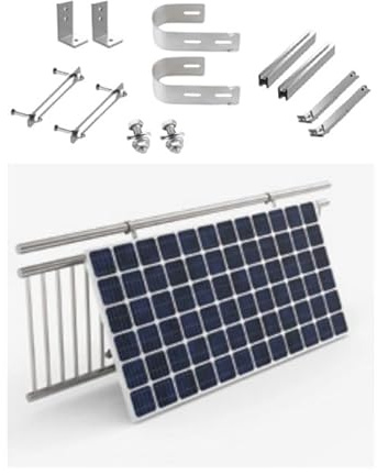 Halterung Balkonkraftwerk für 1 Solarmodul Befestigung für Gitterbalkone, Geländer mit einstellbarer Neigung - Einfache Installation - Deutsche Montageanleitung - Wetterfest