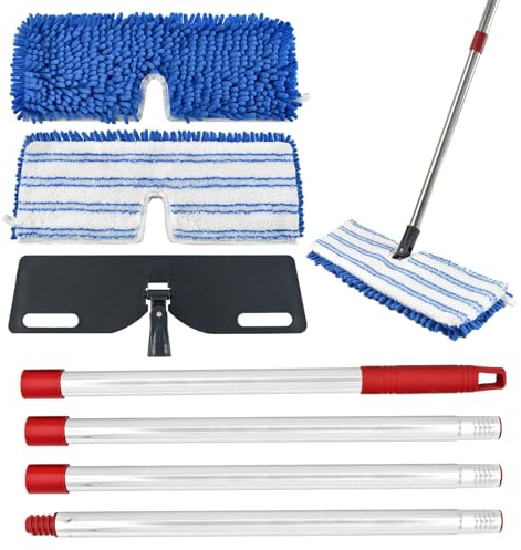 Microfiber Mops for Floor Cleaning,Flat Mop Set with 2 mopp Pads,Flat Flip MOp Base and 58Stainless Steels Handle for OCedar Dual-Action Microfiber Flip Mops,Dust MoP for Hardwood Floors Wet/Dry Use