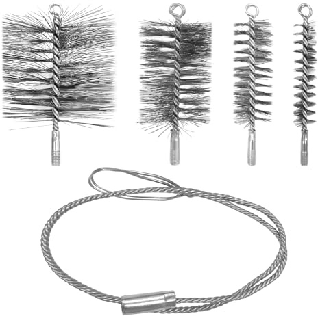 Jerhyun 5 Piezas Cepillo para Calderas, 30mm 50mm 80mm 150mm Cepillo Flexible para Tubos de Estufa, Varilla Flexible de Acero Inoxidable1m Aplicable Limpieza Chimeneas, Conductos Humos y Tubos Estufas