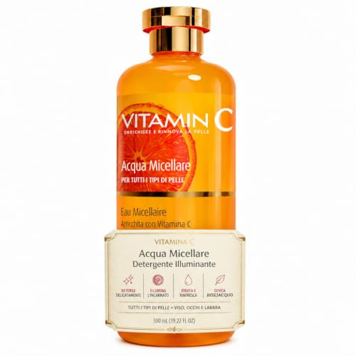Arganicare | Eau Micellaire Tonifiante | Vitamine C & Vitamine B5 | Acide Hyaluronique | Teint Lumineux | Nettoie & Rafraîchit | 500 mL