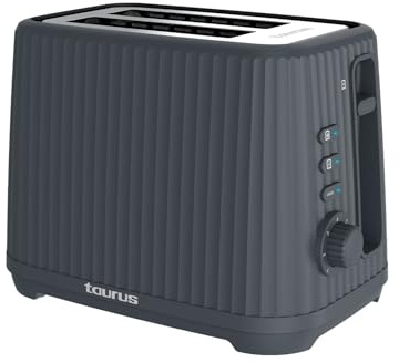 Taurus – Tostador Tower Jonic Toast, 1150W, 7 Niveles Tostado, 3 Funciones, 2 Ranuras, Autocentrado, Indicador luminoso, Elevación extra,Recoge cables, Recogemigas, Negro