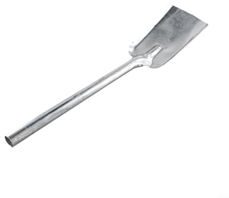 RichVibe Pala de chimenea con agujero para mango de madera, ceniza de hierro y herramienta de limpieza de tierra para uso en barbacoa de chimenea interior, 410 x 97 mm