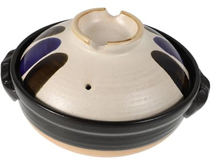 AUTSUPPL Pentola per Zuppe e Stufati in Ceramica Giapponese con Doppio Manico Resistente Fiamma Libera Distribuzione Uniforme del Calore per Riso e Cottura Multifunzionale Design Creativo