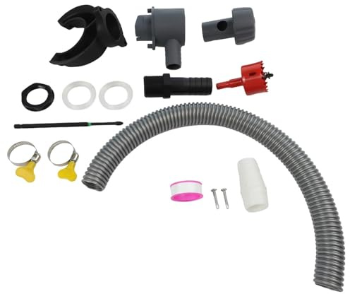 URPIZY Juego de recogedor de agua de lluvia de 115 mm de diámetro exterior para jardín, sistema de recogida de agua de lluvia de plástico, incluye manguera y accesorios de montaje, color gris y blanco