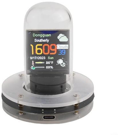 Orologio da scrivania Smart Neon Tube con stazione meteo e display di animazione, album fotografico elettronico ed effetti luminosi, controllo touch con modalità notturna, acrilico alimentato di tipo