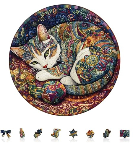 Holzpuzzle Erwachsene Katze Ornate Traum - 280 Teile holzpuzzle Geschenkbox, Wanddekoration und Geschenk für Freunde und Familien