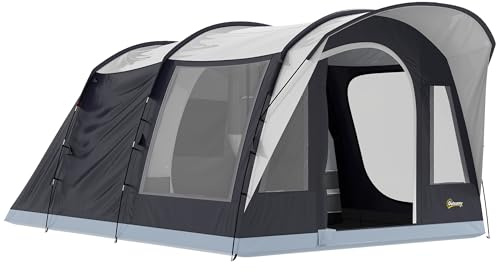 Outsunny Tenda Campeggio a Tunnel per 2-4 Persone Alta 213cm con 2 Stanze, Tenda da Campeggio Familiare Impermeabile 3000mm Veranda, Finestre, Tasche, Gancio, Borsa Trasporto per Trekking, Blu Navy
