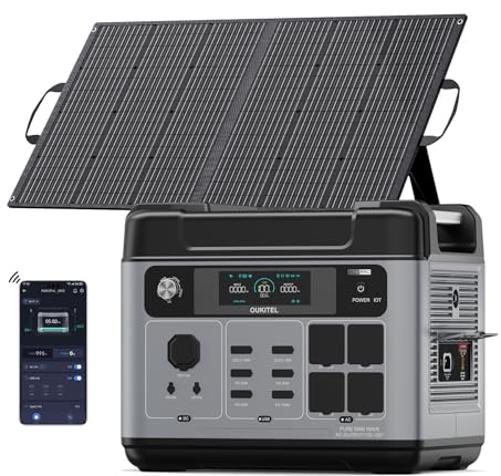 OUKITEL 3200W (6400 Pico) Generatore solare con pannello 100W, 2048Wh Stazione di energia portatile, Carica rapida 80% in 45min, Batteria LiFePO4, APP, 16 porte, Centrale elettrica per campeggio