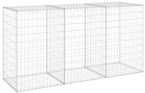Nqyjm Gabion Gabion - Gabbione con coperchi in acciaio zincato, 200 x 60 x 100 cm, recinzione decorativa da giardino, griglia metallica per paesaggistica esterna cortile