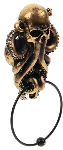 Gadpiparty Türklopfer Gothic Ornament Oktopus Halloween aus Metall Widerstandsfähig und Vielseitig Goldfarbenes für Gruselige Dekoration bei Besonderen Anlässen