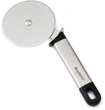 BergHoff Pizzaschneider - Essentials (Pizzaroller aus Edelstahl, Pizza Cutter für Flammkuchen / Pizza, scharfe Klinge Edelstahl, mit Fingerschutz, Pizzamesser) 1301058